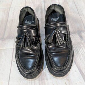 Dr. Martens Men's Black Leather Adrian Polished Smooth Tassel Loafers Size 4